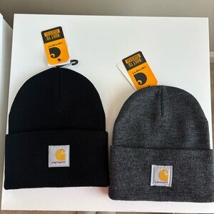 Carhartt Black and Charcoal Knit Cuffed Beanie Duo NWT
